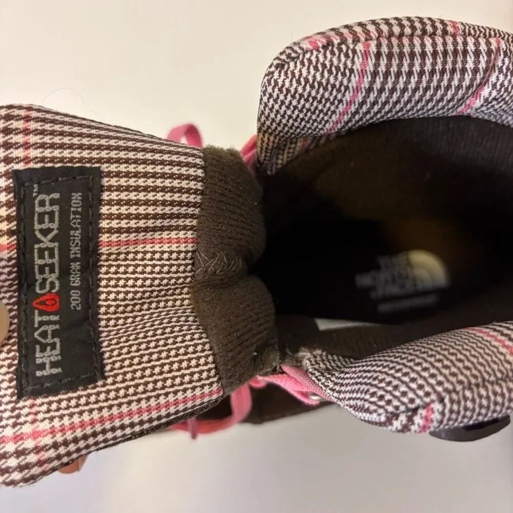 The‎ North Face Brown Suede Insulated Winter Boots with Pink Laces US 6